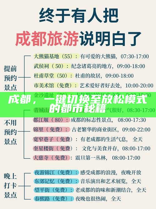 成都，一键切换至放松模式的都市秘籍